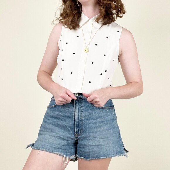 Vintage 100% Silk Button Down Shirt Sleeveless Blouse Preppy Academia Old Money - Picture 4 of 6